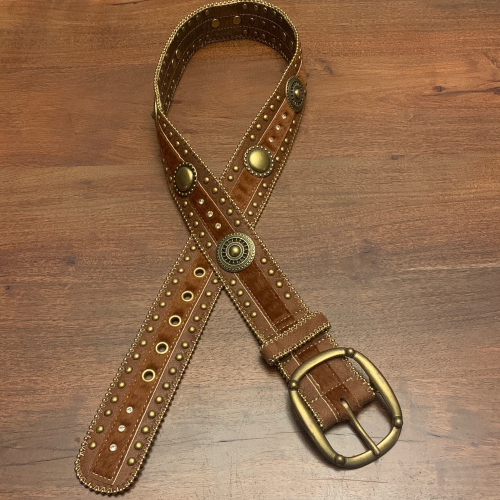 Brown Belt with Gold Accents, Sz XL